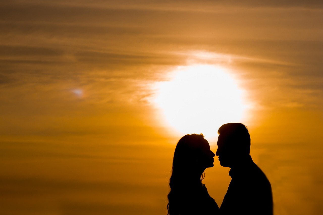 couple, silhouette, sunset, man, woman, husband and wife, boyfriend girlfriend, nature, pair, together, couple silhouette, love, romantic, affection, marriage, courtship, people